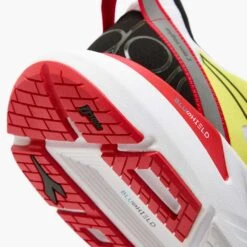 Diadora Men's Mythos Blushield Volo 3 Running Shoe- White/Black/Yellow Fluo - Regular (D) -Gazelle Sports 101.179090 C0008 25 HR