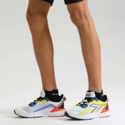 Diadora Men's Mythos Blushield Volo 3 Running Shoe- White/Black/Yellow Fluo - Regular (D) -Gazelle Sports 101.179090 C0008 CV