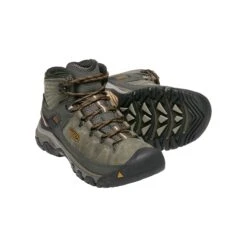 Keen Men's Targhee III Leather Mid Waterproof Hiking Boots - Black Olive/Golden Brown - Regular (D) -Gazelle Sports 1017787 PPS large