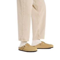 Birkenstock Boston Soft Footbed - Latte Cream Suede - Regular/Wide -Gazelle Sports 1026181 f look m