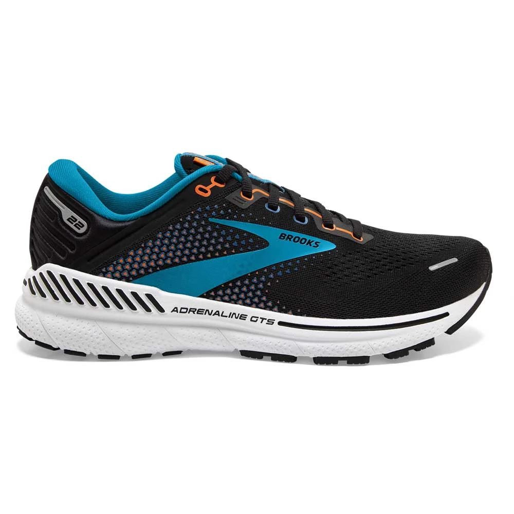 BROOKS Men's Adrenaline GTS 22 Running Shoe - Black/Blue/Orange- Regular (D) 3 BROOKS Men's Adrenaline GTS 22 Running Shoe - Black/Blue/Orange- Regular (D)