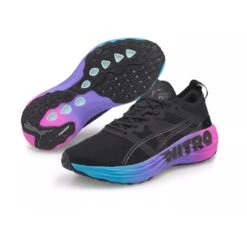 Men's Foreverrun Nitro Sunset Running Shoe - Puma Black/Luminous Blue/Electric Orchid- Regular (D) -Gazelle Sports 38000701 BlackBlue DET