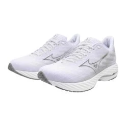 Mizuno Men's Wave Rider 28 Running Shoe- White/Ultimate Grey- Regular (D) -Gazelle Sports 411456 00UG 08