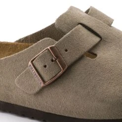 Birkenstock Boston Soft Footbed Taupe Suede- Regular/Wide -Gazelle Sports 560771 detail 1 bost tau