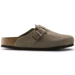 Birkenstock Boston Soft Footbed Taupe Suede- Regular/Wide -Gazelle Sports 560771 side bost tau