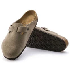 Birkenstock Boston Soft Footbed Taupe Suede- Regular/Wide -Gazelle Sports 560771 sole bost tau