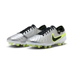 Nike Tiempo Legend 10 Elite FG Soccer Shoe - Metallic Silver/Black/Volt - Regular (D) -Gazelle Sports AURORA DV4328 001 PHCFH001 2000