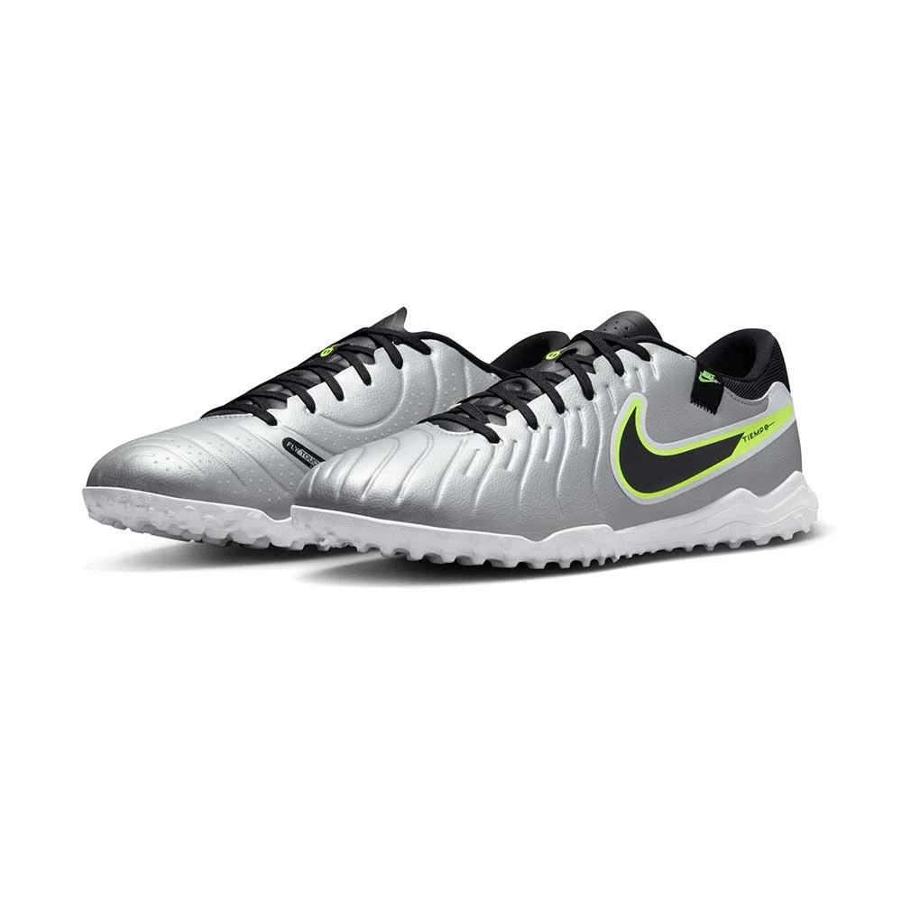 Nike Tiempo Legend 10 Academy TF Turf Soccer Shoe - Metallic Silver/White/Volt - Regular (D) 5 Nike Tiempo Legend 10 Academy TF Turf Soccer Shoe - Metallic Silver/White/Volt - Regular (D) - Image 3