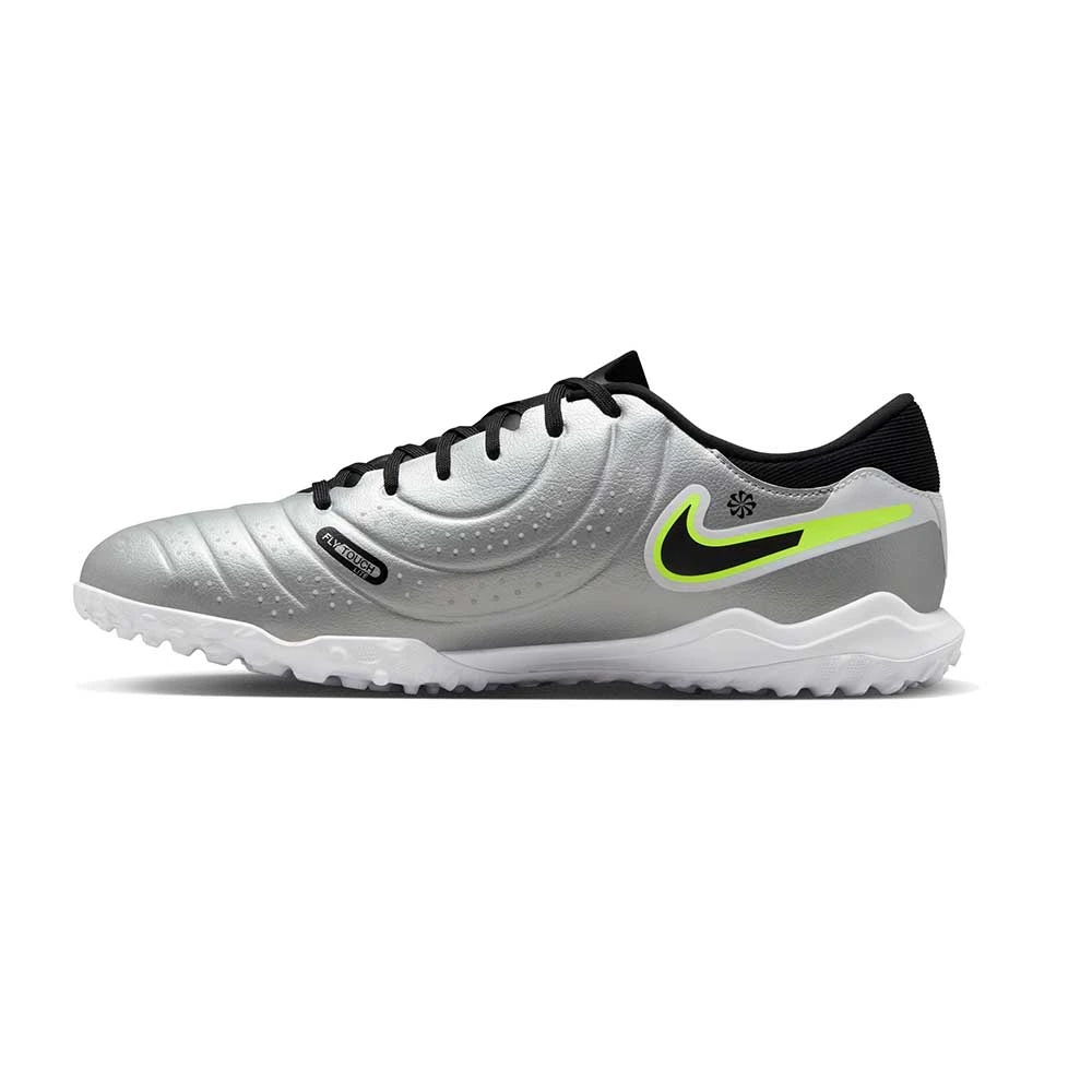 Nike Tiempo Legend 10 Academy TF Turf Soccer Shoe - Metallic Silver/White/Volt - Regular (D) 4 Nike Tiempo Legend 10 Academy TF Turf Soccer Shoe - Metallic Silver/White/Volt - Regular (D) - Image 2
