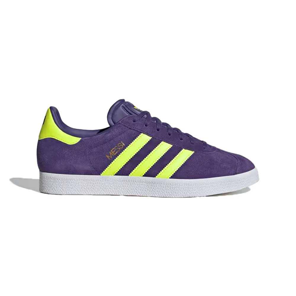 ADIDAS Gazelle Messi Indoor Soccer Shoe - University Purple/Lucid Lemon/Footwear White - Regular (D)