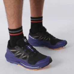 Salomon Men's Pulsar Trail Shoe - Black/Clematis Blue/Blazing Orange- Regular (D) -Gazelle Sports L41603200 b1e1cabd0093cd16fb7753cd530c28a3