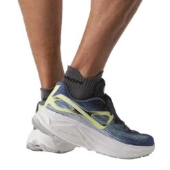 Salomon Men's Aero Glide Running Shoe- Blue Ashes/Dark Sapphire/Sunny Lime- Regular (D) -Gazelle Sports L47049200 da77c4d346a21a8823a93fe4aa5dd610