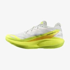 Salomon Men's Phantasm 2 Running Shoe - White/Safety Yellow/Metal - Regular (D) -Gazelle Sports L47383000 b7335ab070b16f871b53643e4981b3bc