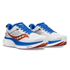 Saucony Men's Ride 17 Running Shoe - White/Cobalt - Regular (D) -Gazelle Sports S20924 105 2