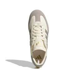 ADIDAS Men's Samba Messi Indoor Soccer Shoe - Cream White/Light Brown/Gold Met - Regular (D) -Gazelle Sports Samba Messi Indoor Soccer Shoes White JQ0266 02 standard