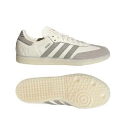 ADIDAS Men's Samba Messi Indoor Soccer Shoe - Cream White/Light Brown/Gold Met - Regular (D) -Gazelle Sports Samba Messi Indoor Soccer Shoes White JQ0266 22 model