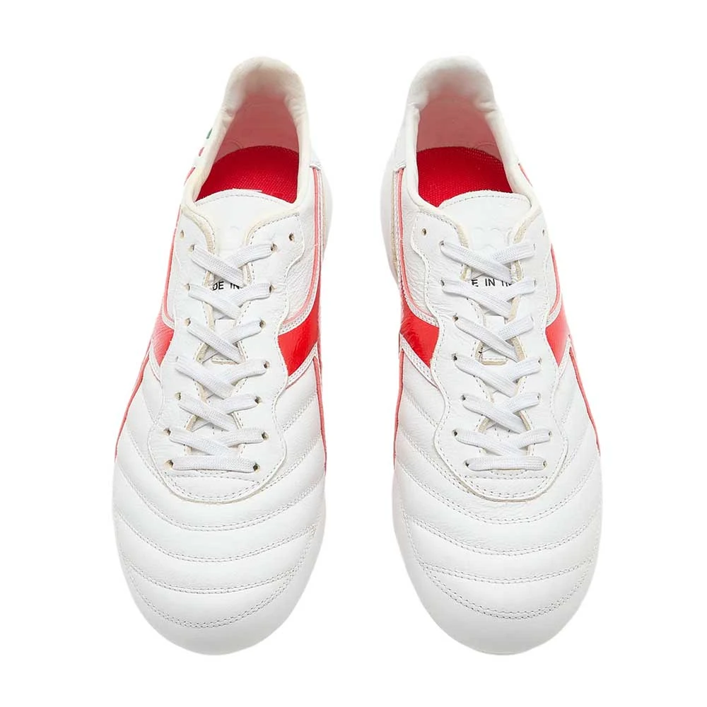 Diadora Men's Brasil Italy OG Lt+ FG Soccer Shoe - White/Milano Red 4 Diadora Men's Brasil Italy OG Lt+ FG Soccer Shoe - White/Milano Red - Image 2